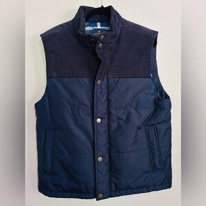 Brooks Brothers Men’s Corduroy Trim Quilted Puffer Vest Sz L Navy Blue